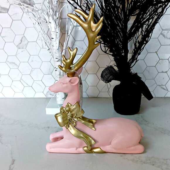 NEW! EXQUISITE 14" TALL PINK & GOLD DEER DECOR - Picture 5 of 5